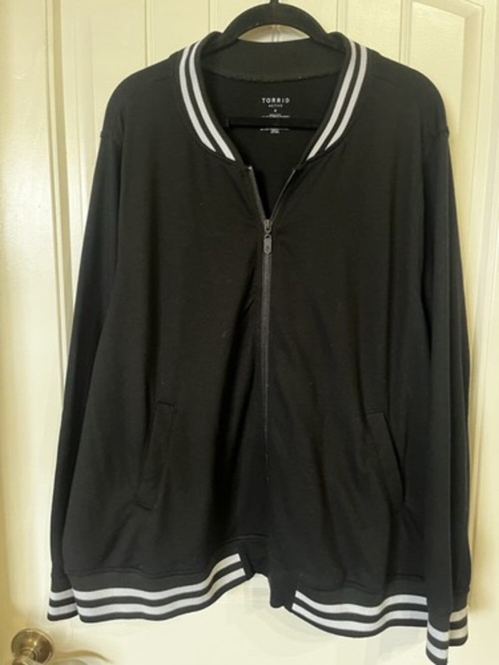 Retro Torrid Plus Sze Letterman Varsity Athletic Jacket 4X Black Full Zip Y2K